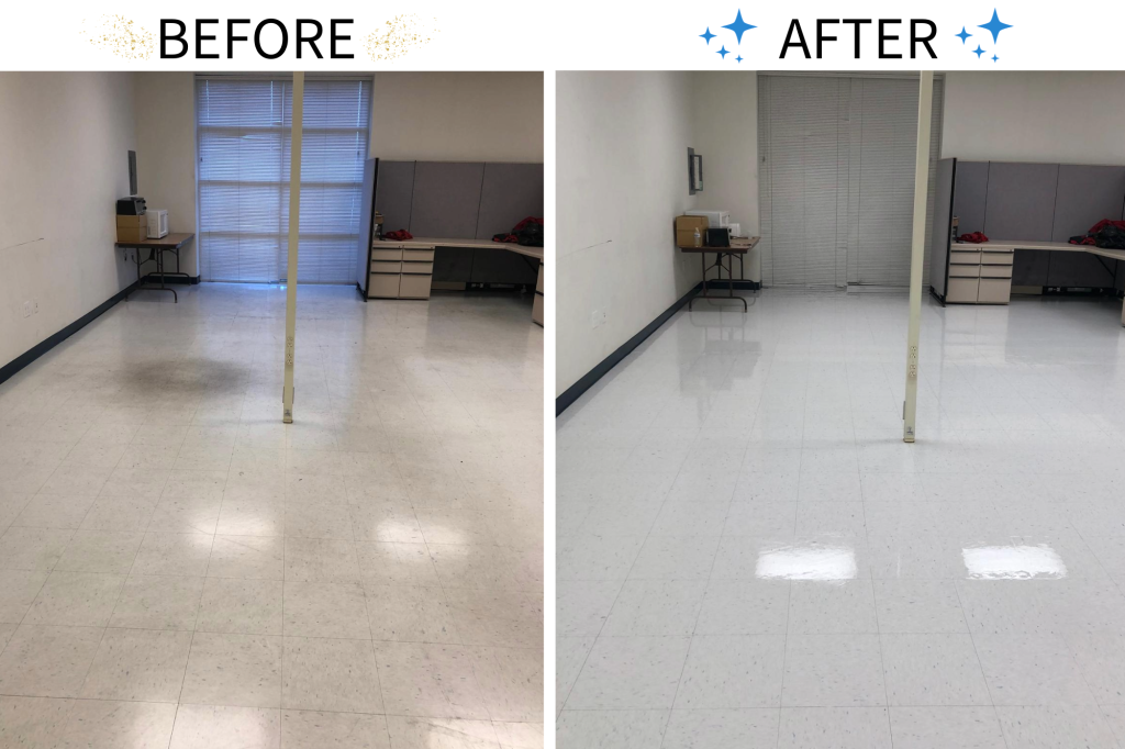 Floor Stripping and Waxing before and after