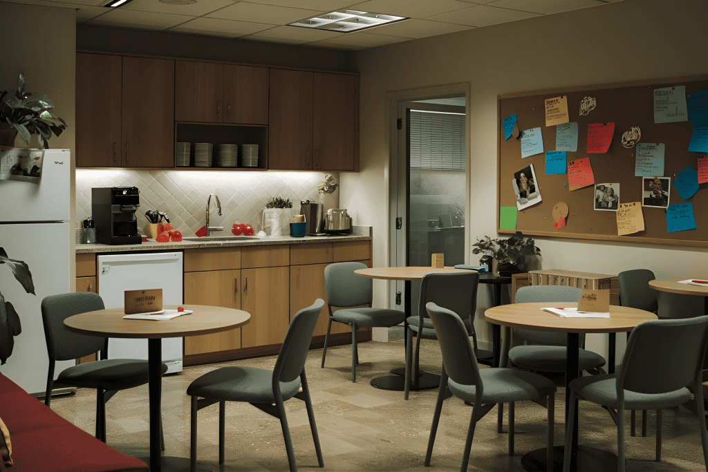 Clean office break room and kitchen